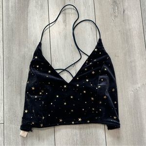 Dark blue star crop top